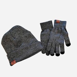 Gray and Black Knit Hat with Touchscreen-Compatible Features
